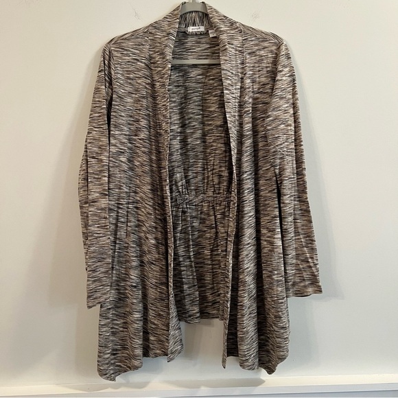 Women’s Pure Jill Gray and tan Open-Front Women's Sweater size medium M - Picture 1 of 5